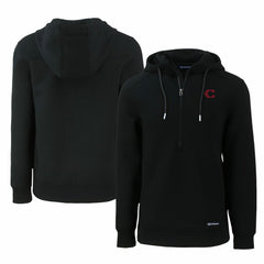 Cincinnati Reds Cutter & Buck City Connect Roam Eco Recycled Half-Zip Pullover Hoodie - Black