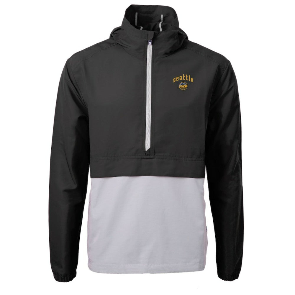 Seattle Mariners Cutter & Buck City Connect Charter Eco Recycled Half-Zip Anorak Jacket - Black/Gray