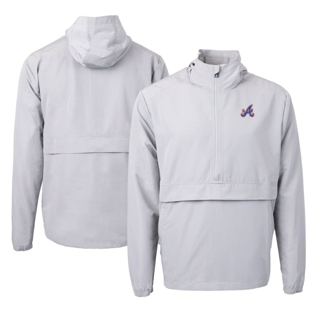 Atlanta Braves Cutter & Buck City Connect Charter Eco Recycled Half-Zip Anorak Jacket - Gray