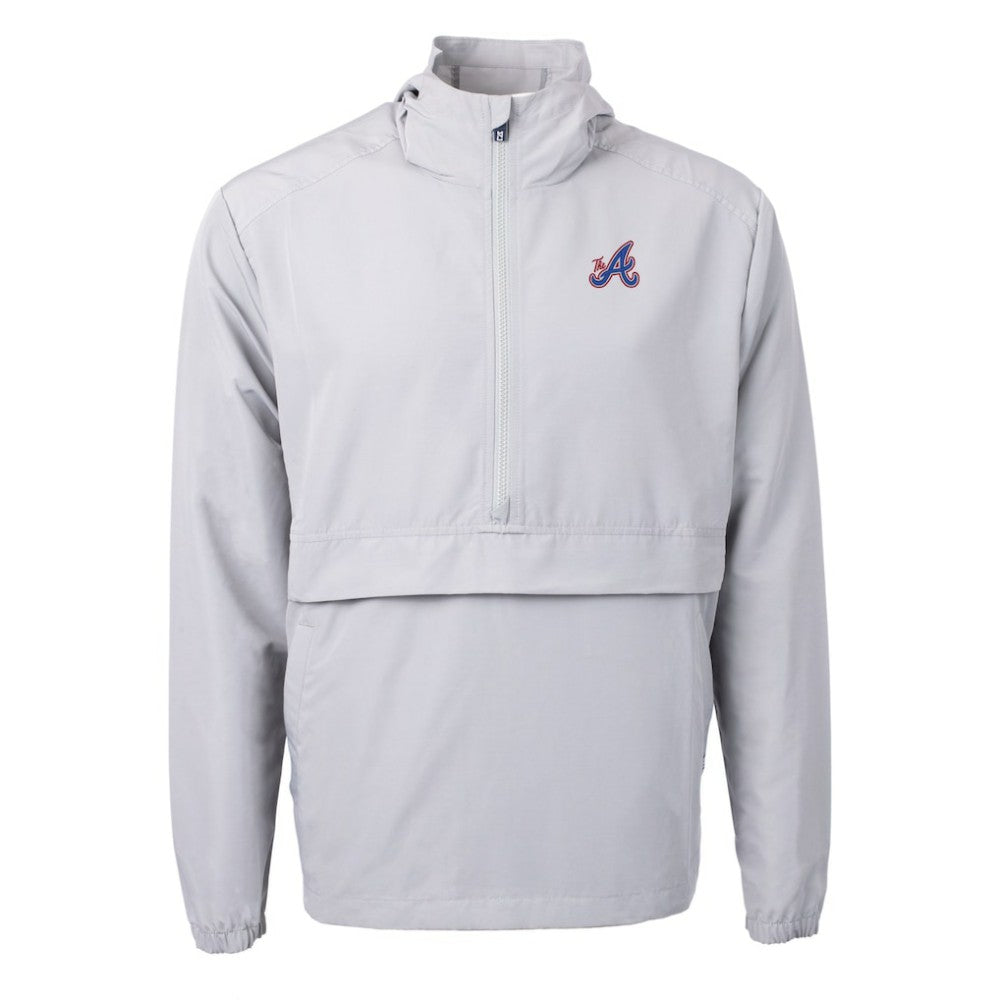 Atlanta Braves Cutter & Buck City Connect Charter Eco Recycled Half-Zip Anorak Jacket - Gray