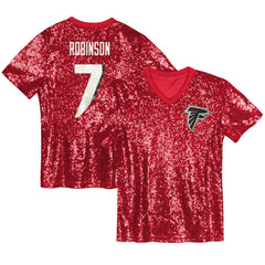 Bijan Robinson Atlanta Falcons Girls Youth Sequin V-Neck Fashion Jersey - Red for sale