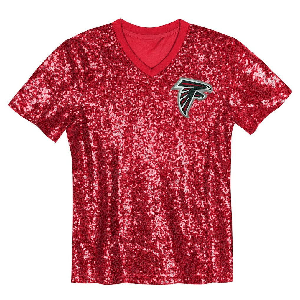 Bijan Robinson Atlanta Falcons Girls Youth Sequin V-Neck Fashion Jersey - Red for sale