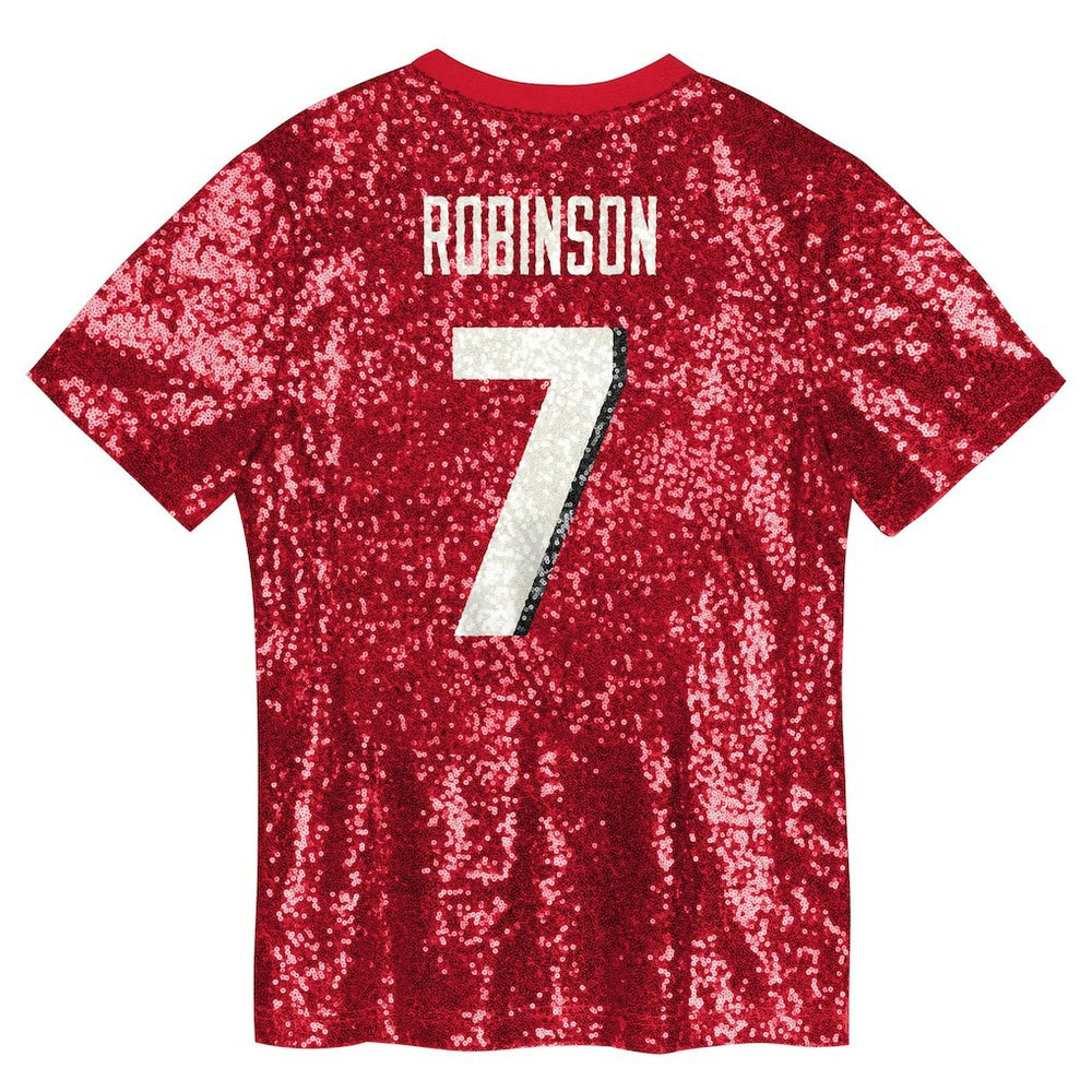 Bijan Robinson Atlanta Falcons Girls Youth Sequin V-Neck Fashion Jersey - Red for sale