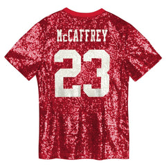 Christian McCaffrey San Francisco 49ers Girls Youth Sequin V-Neck Fashion Jersey - Scarlet cheap