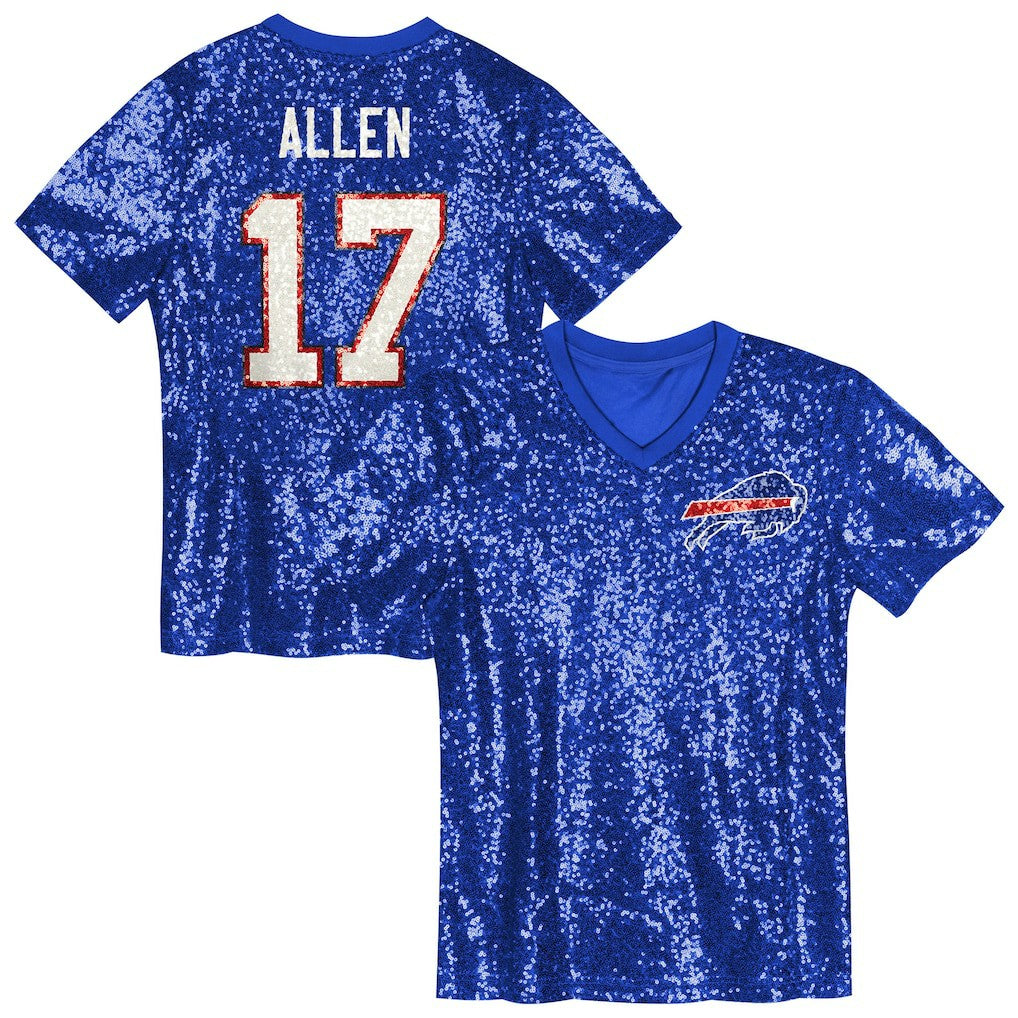 Josh Allen Buffalo Bills Girls Youth Sequin V-Neck Fashion Jersey - Royal on sale