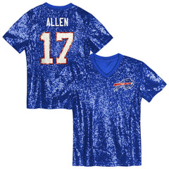 Josh Allen Buffalo Bills Girls Youth Sequin V-Neck Fashion Jersey - Royal on sale