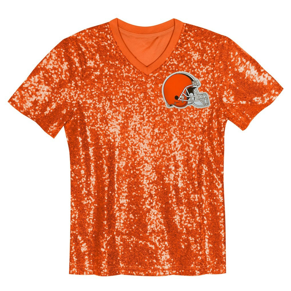 Myles Garrett Cleveland Browns Girls Youth Sequin V-Neck Fashion Jersey - Orange on sale