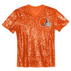 Myles Garrett Cleveland Browns Girls Youth Sequin V-Neck Fashion Jersey - Orange on sale