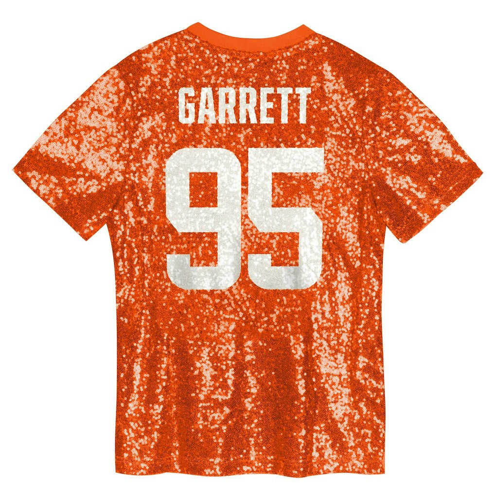 Myles Garrett Cleveland Browns Girls Youth Sequin V-Neck Fashion Jersey - Orange on sale