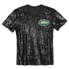 Sauce Gardner New York Jets Girls Youth Sequin V-Neck Fashion Jersey - Black for sale