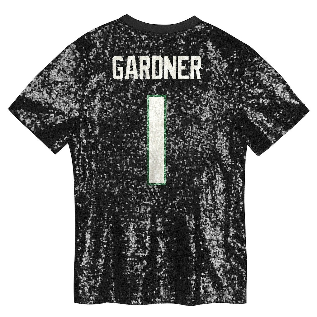 Sauce Gardner New York Jets Girls Youth Sequin V-Neck Fashion Jersey - Black for sale