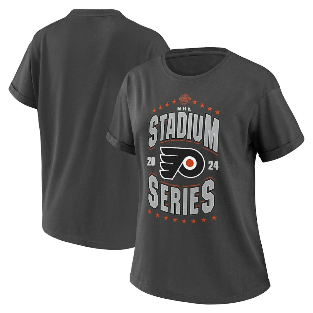 Philadelphia Flyers WEAR by Erin Andrews Women's 2024 NHL Stadium Series Boyfriend T-Shirt Charcoal