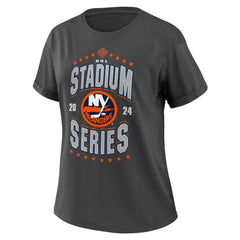 New York Islanders WEAR by Erin Andrews Women's 2024 NHL Stadium Series Boyfriend T-Shirt Charcoal