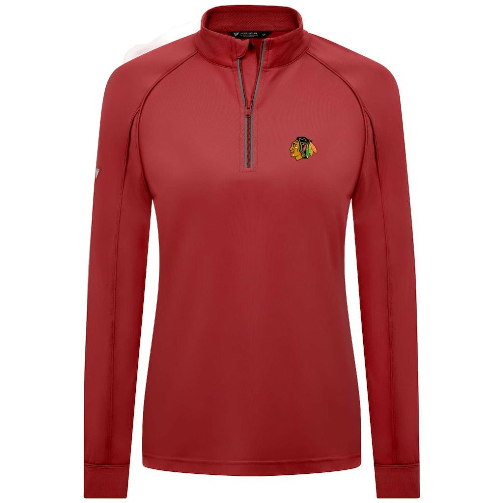 Chicago Blackhawks Levelwear Women's Kinetic Insignia Core Quarter-Zip Pullover Top Red