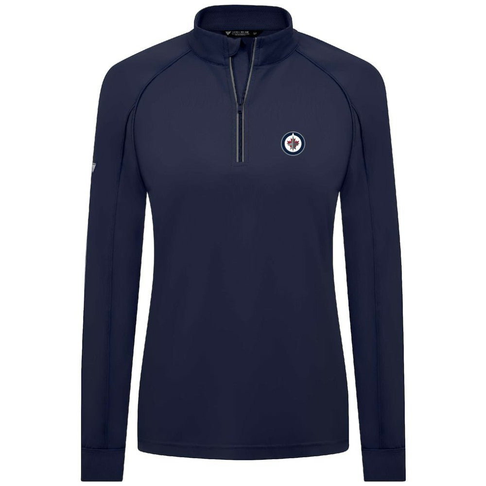 Winnipeg Jets Levelwear Women's Kinetic Insignia Core Quarter-Zip Pullover Top Navy
