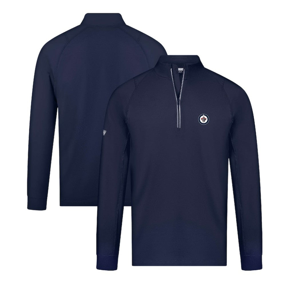 Winnipeg Jets Levelwear Theory Insignia Core Quarter-Zip Pullover Top Navy
