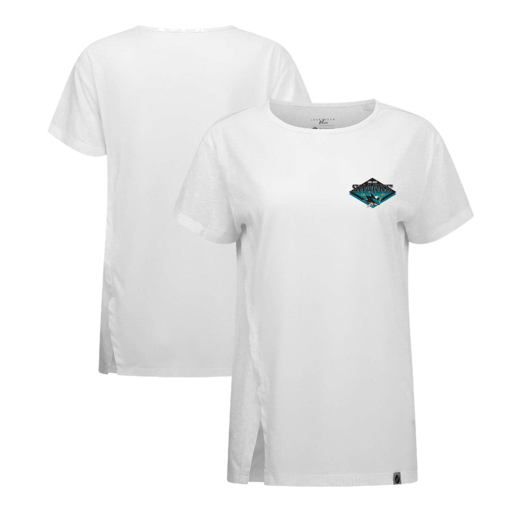 San Jose Sharks Levelwear Women's Influx Club Patch 2.0 T-Shirt White