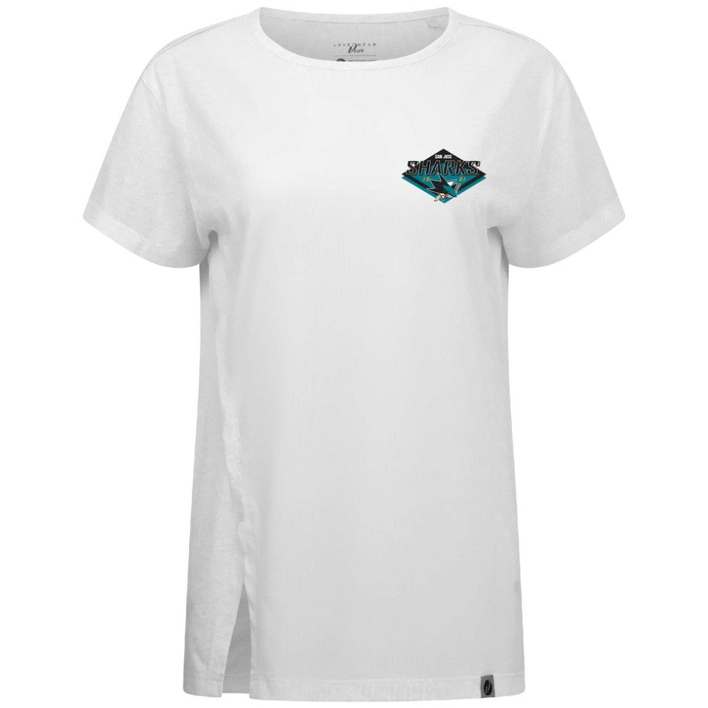 San Jose Sharks Levelwear Women's Influx Club Patch 2.0 T-Shirt White