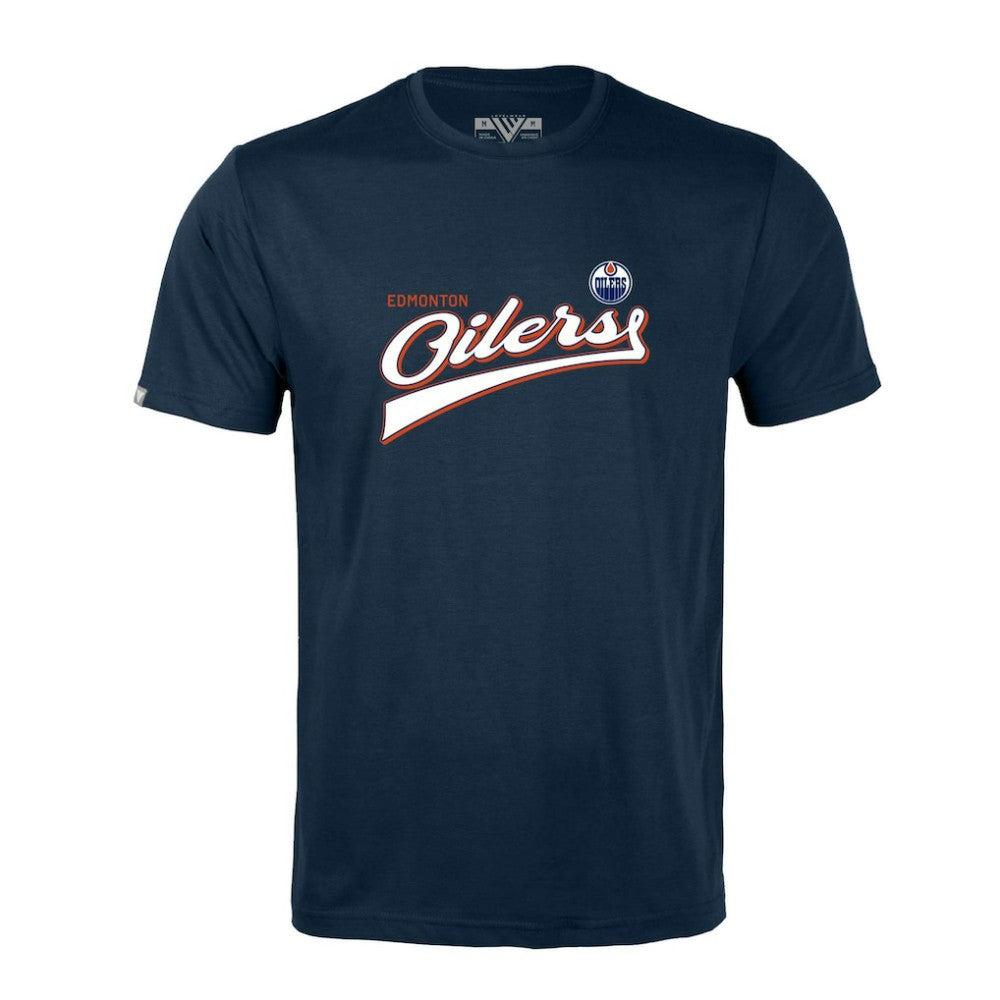 Edmonton Oilers Levelwear Richmond Retro Script T-Shirt Navy