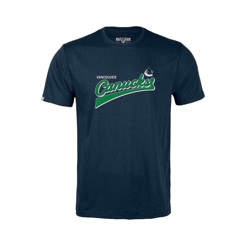 Vancouver Canucks Levelwear Youth Little Richmond Retro Script T-Shirt Navy