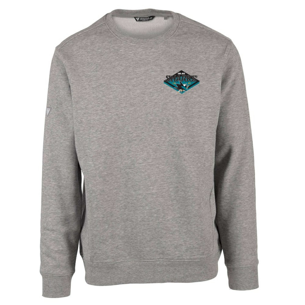 San Jose Sharks Levelwear Zane Club Patch 2.0 Pullover Sweatshirt Heather Gray