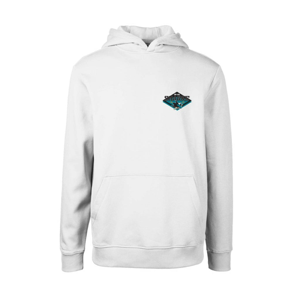 San Jose Sharks Levelwear Youth Podium Club Patch 2.0 Fleece Pullover Hoodie White