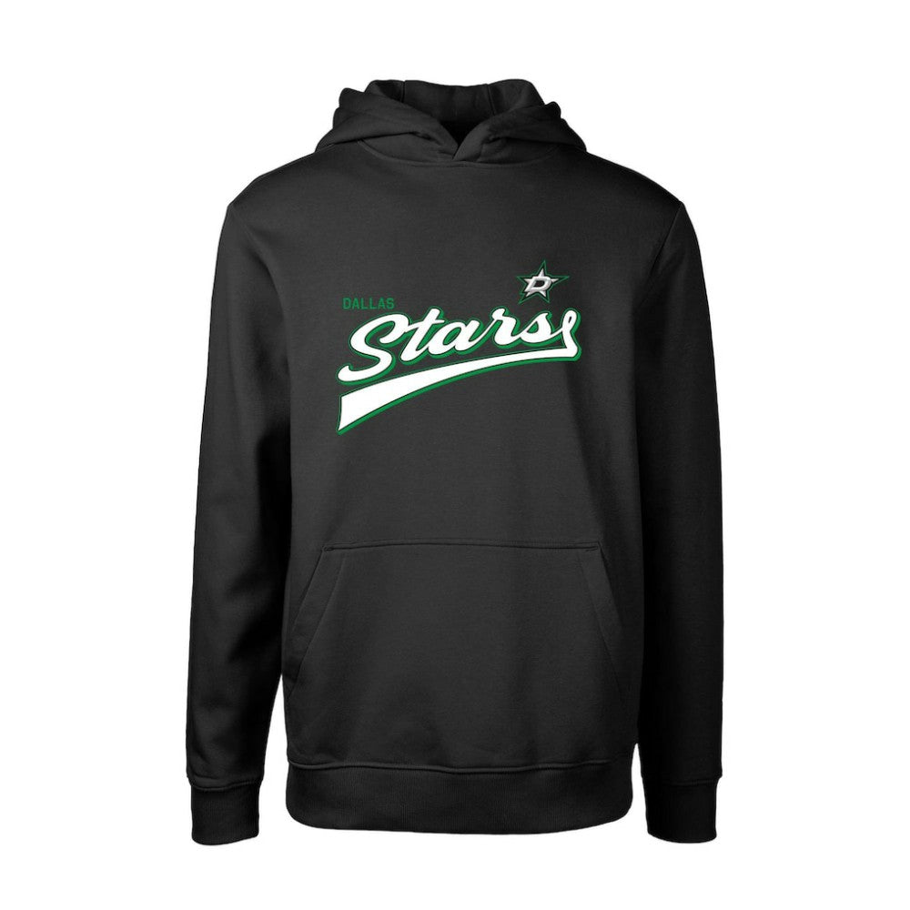 Dallas Stars Levelwear Youth Podium Retro Script Fleece Pullover Hoodie Black
