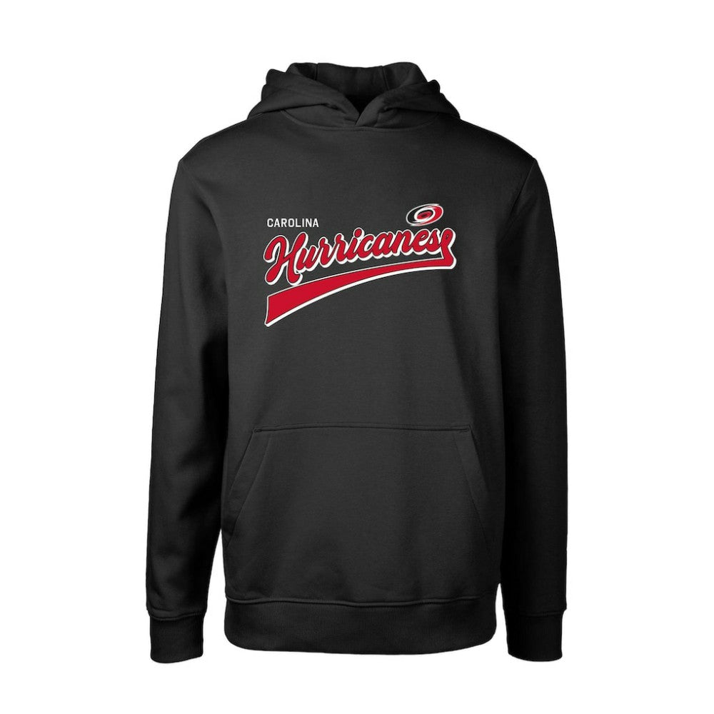 Carolina Hurricanes Levelwear Youth Podium Retro Script Fleece Pullover Hoodie Black