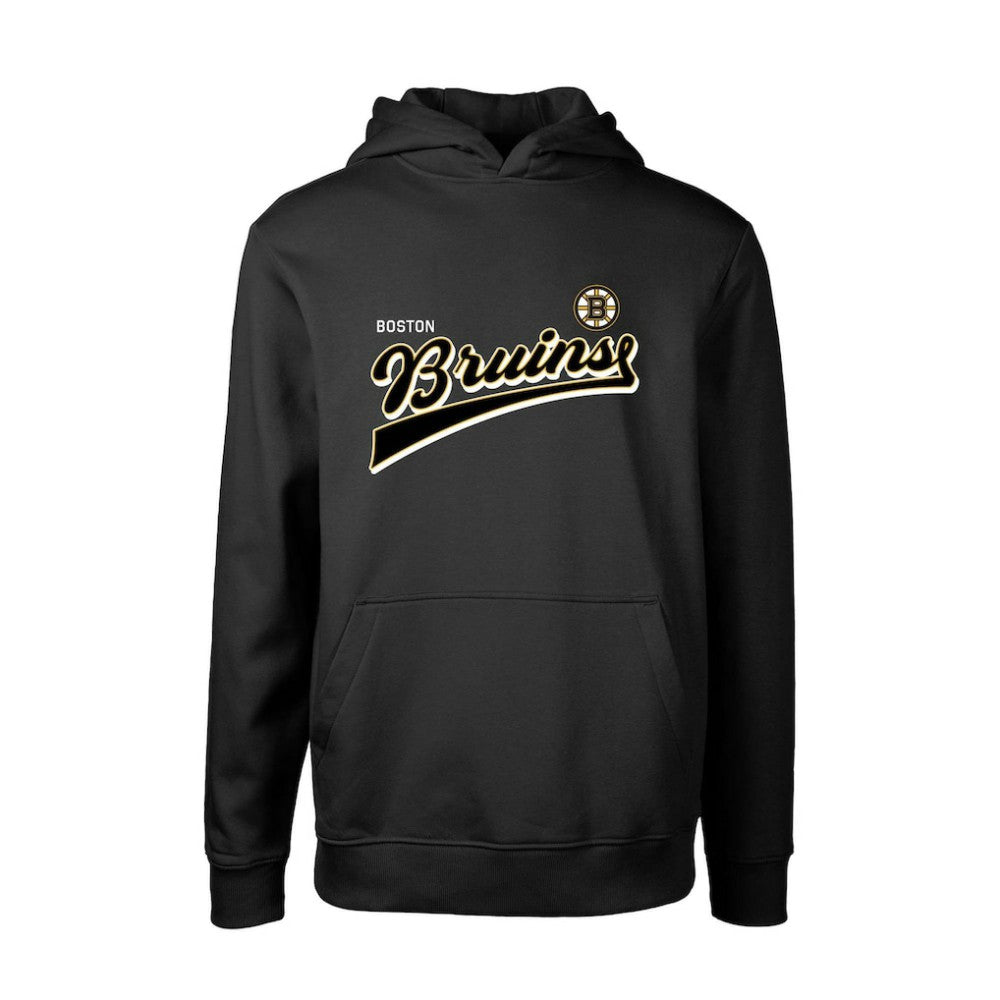 Boston Bruins Levelwear Youth Podium Retro Script Fleece Pullover Hoodie Black