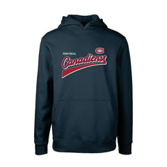 Montreal Canadiens Levelwear Youth Podium Retro Script Fleece Pullover Hoodie Navy