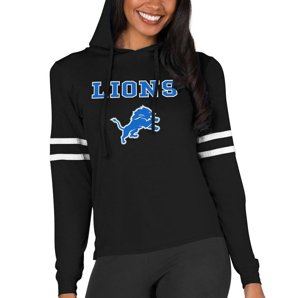 Detroit Lions Concepts Sport Women's Marathon Lightweight Lounge Pullover Hoodie - Black cheap
