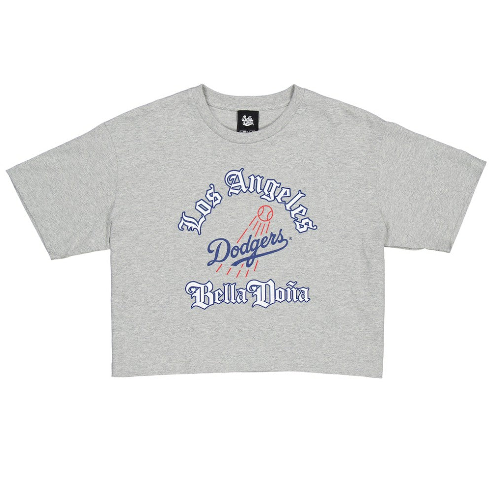 Women's Bella Dona x Los Angeles Dodgers Boxy Crop T-Shirt - Gray | New Era