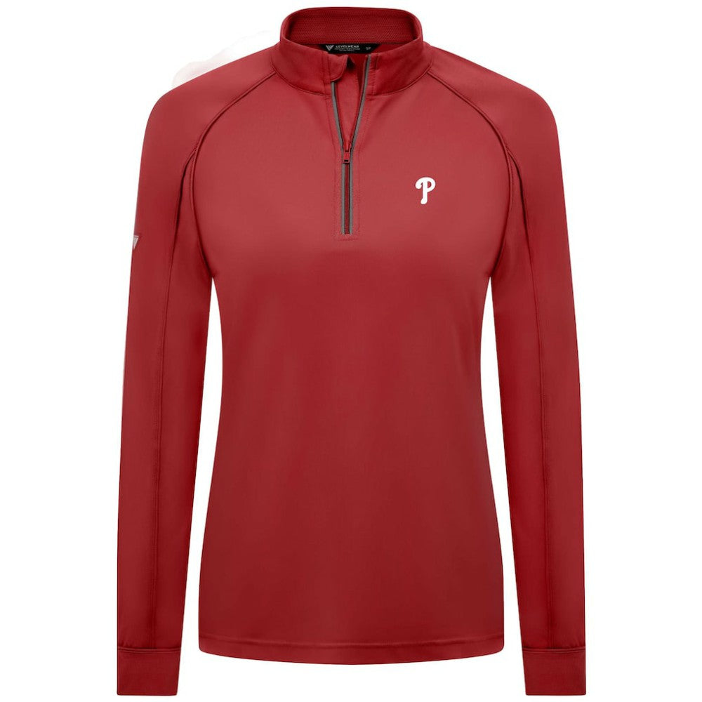 Philadelphia Phillies Levelwear Women's Kinetic Insignia Quarter-Zip Pullover - Red