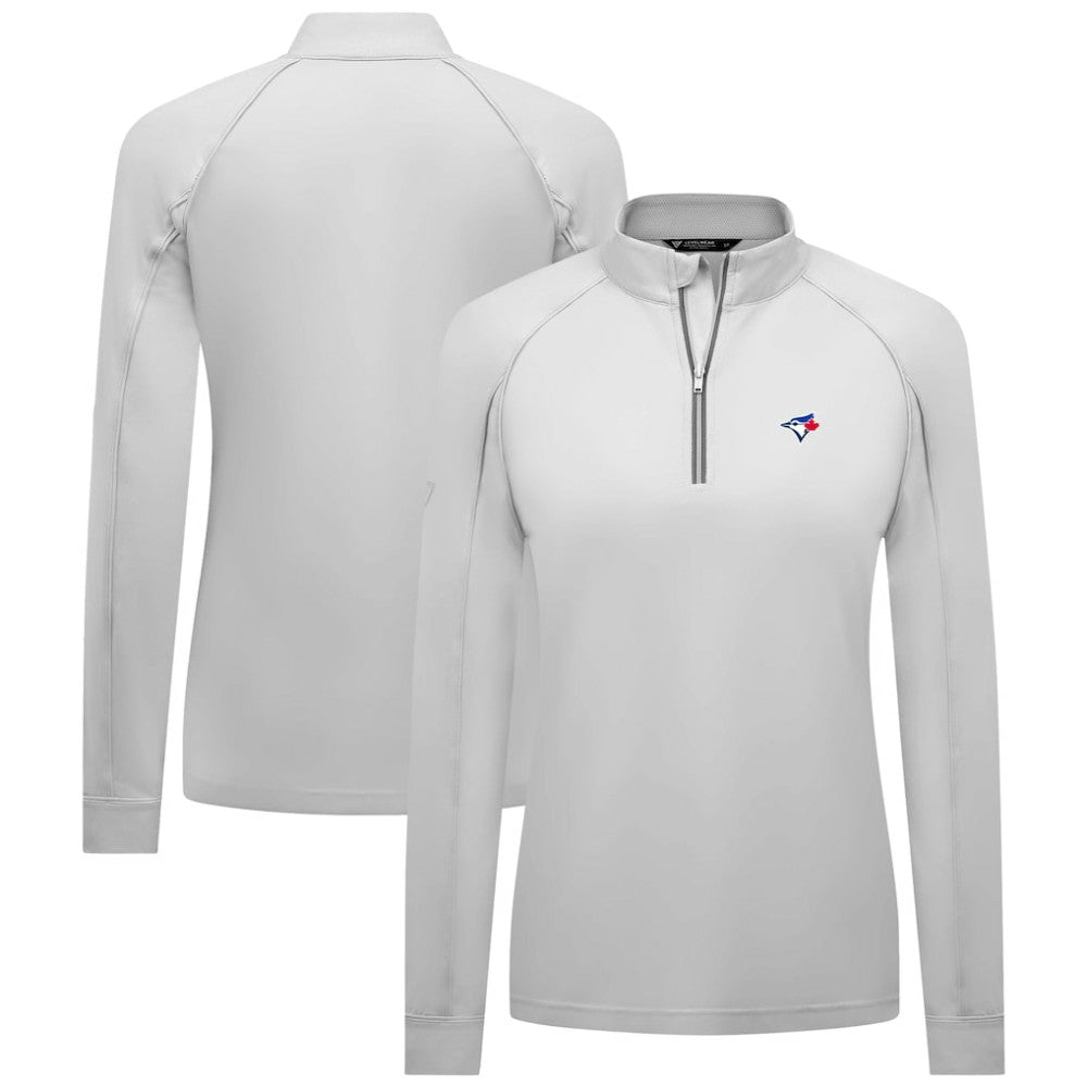 Toronto Blue Jays Levelwear Women's Kinetic Insignia Quarter-Zip Pullover - White