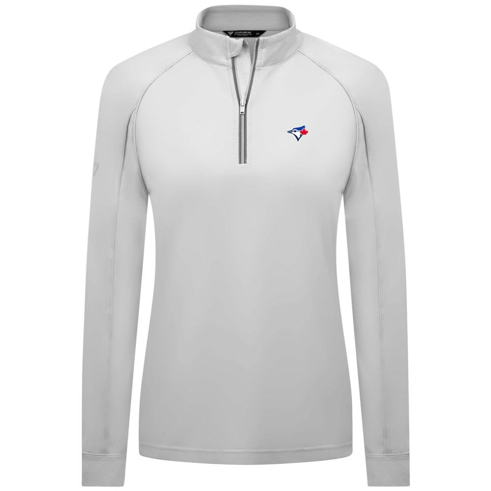 Toronto Blue Jays Levelwear Women's Kinetic Insignia Quarter-Zip Pullover - White