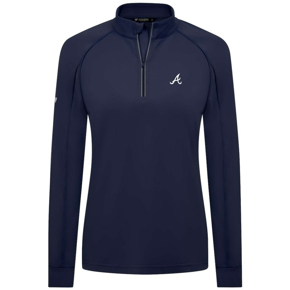 Atlanta Braves Levelwear Women's Kinetic Insignia Quarter-Zip Pullover - Navy