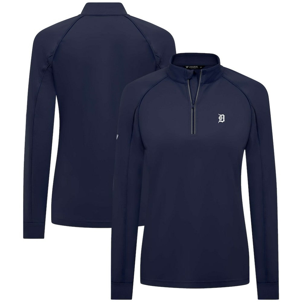 Detroit Tigers Levelwear Women's Kinetic Insignia Quarter-Zip Pullover - Navy