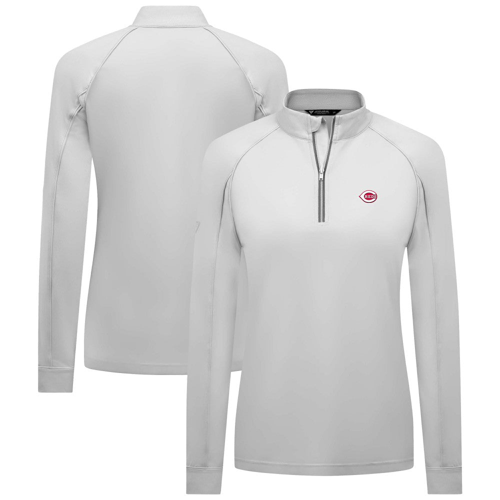 Cincinnati Reds Levelwear Women's Kinetic Insignia Quarter-Zip Pullover - White