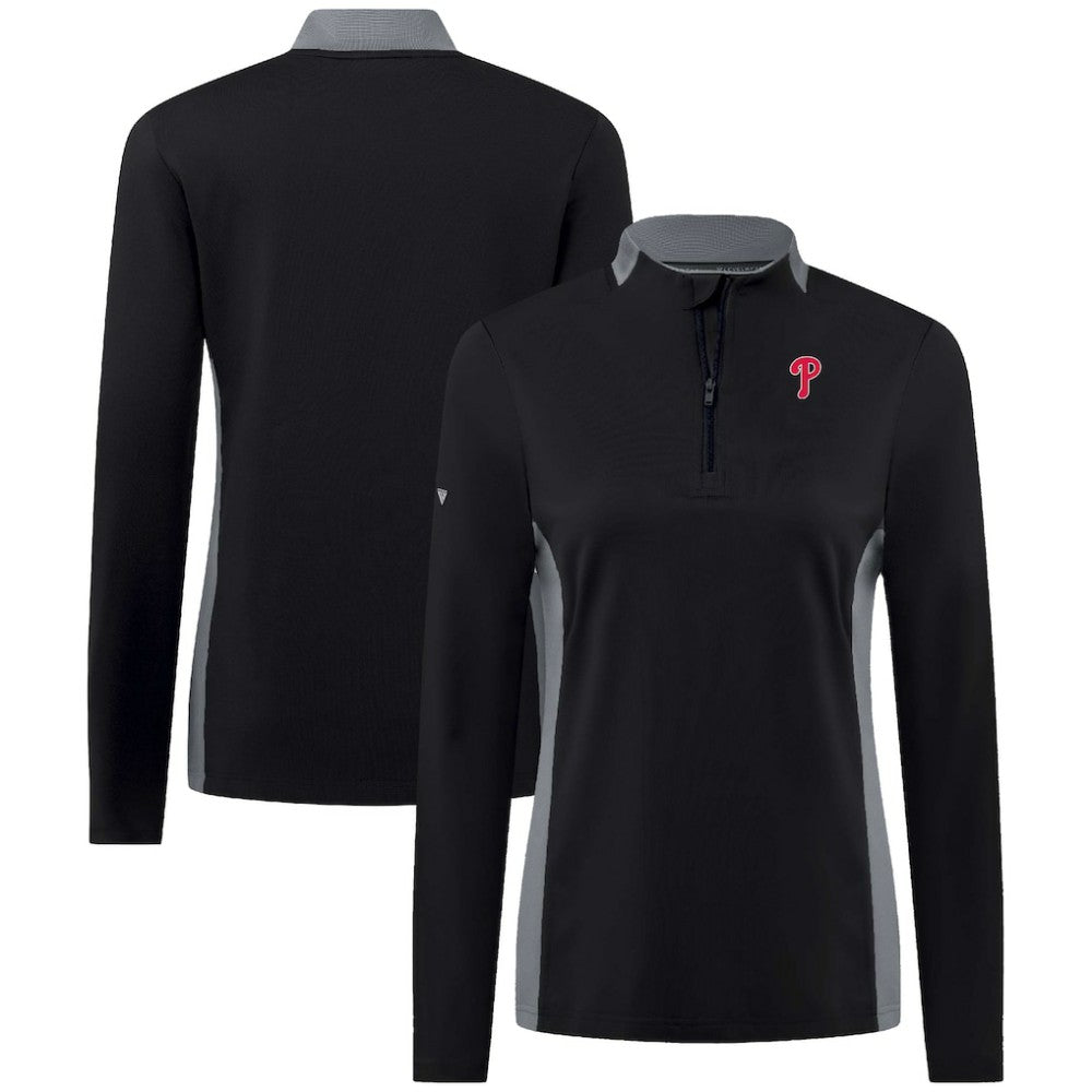Philadelphia Phillies Levelwear Women's Moxie Insignia Quarter-Zip Pullover - Black