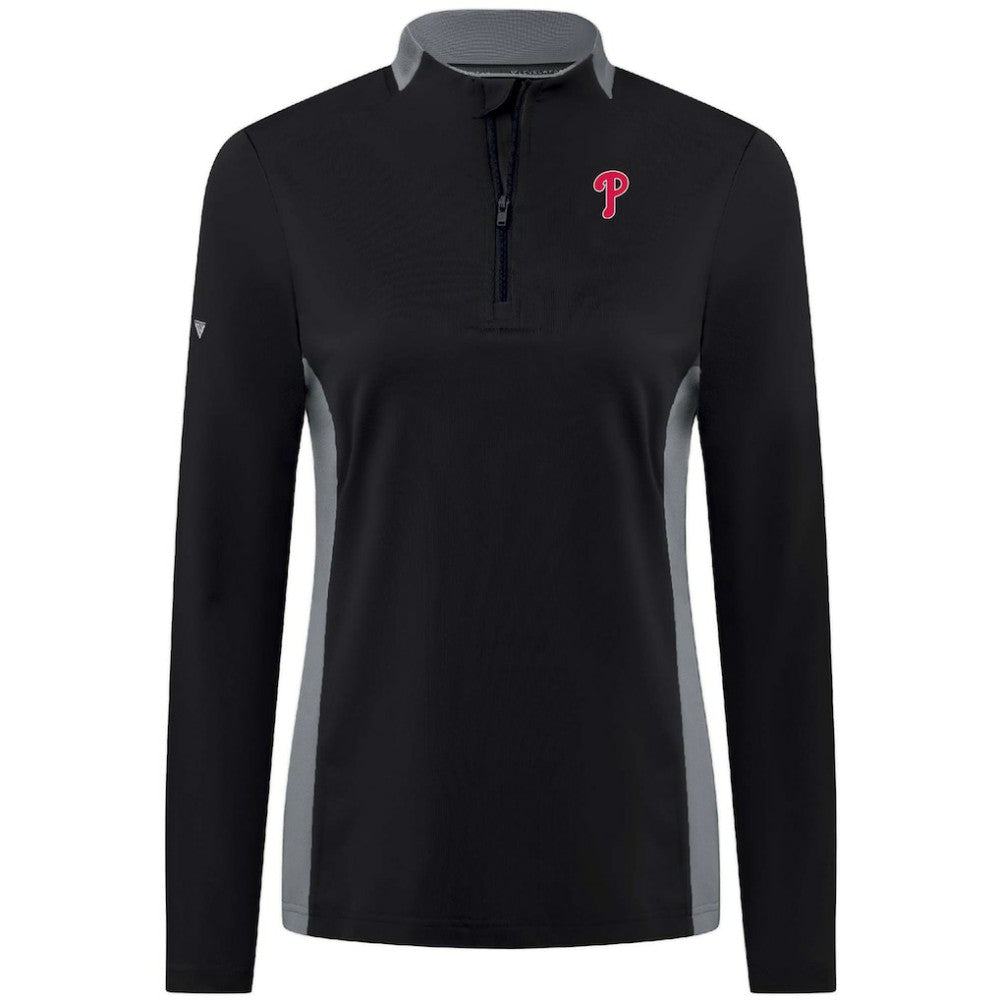 Philadelphia Phillies Levelwear Women's Moxie Insignia Quarter-Zip Pullover - Black
