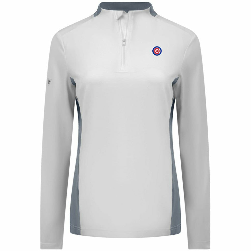 Chicago Cubs Levelwear Women's Moxie Insignia Quarter-Zip Pullover - White
