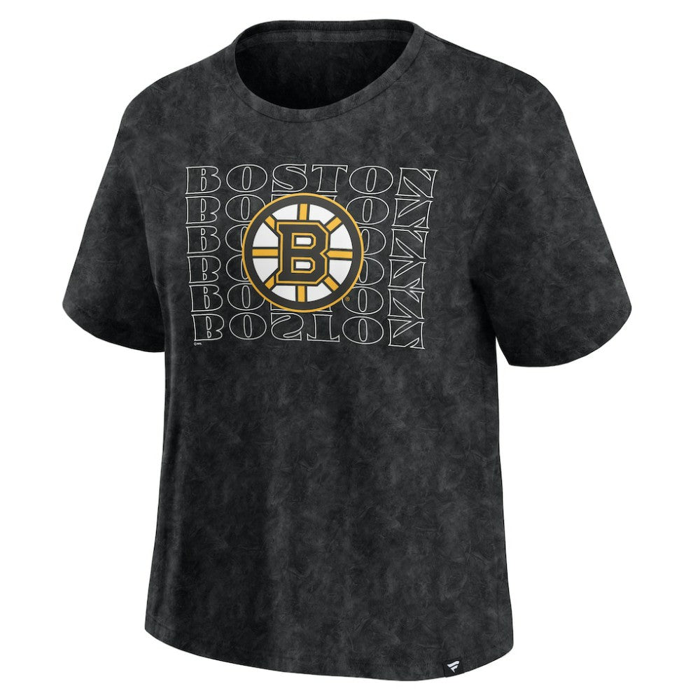 Boston Bruins Fanatics Women's Faded Wash T-Shirt Black