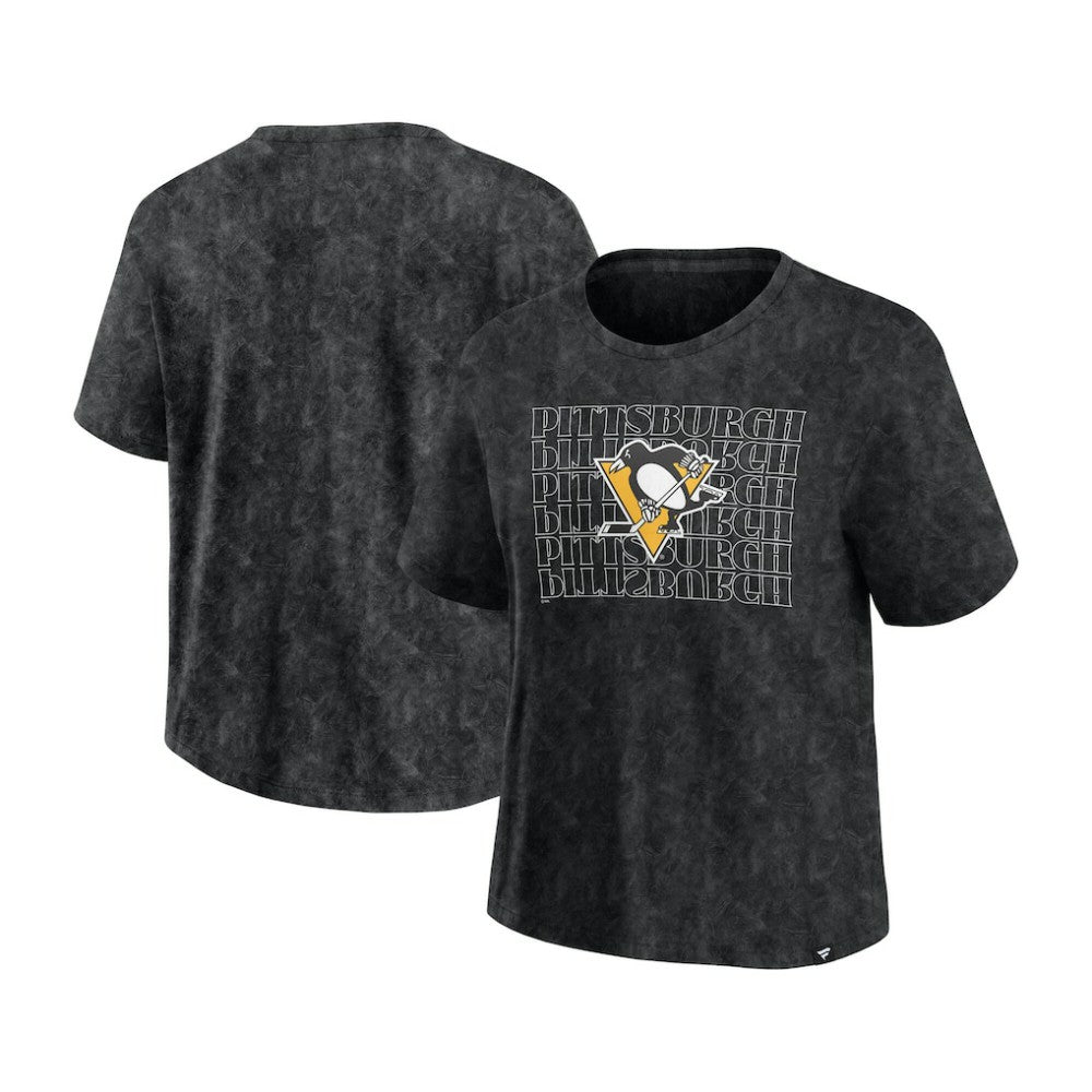 Pittsburgh Penguins Fanatics Women's Faded Wash T-Shirt Black