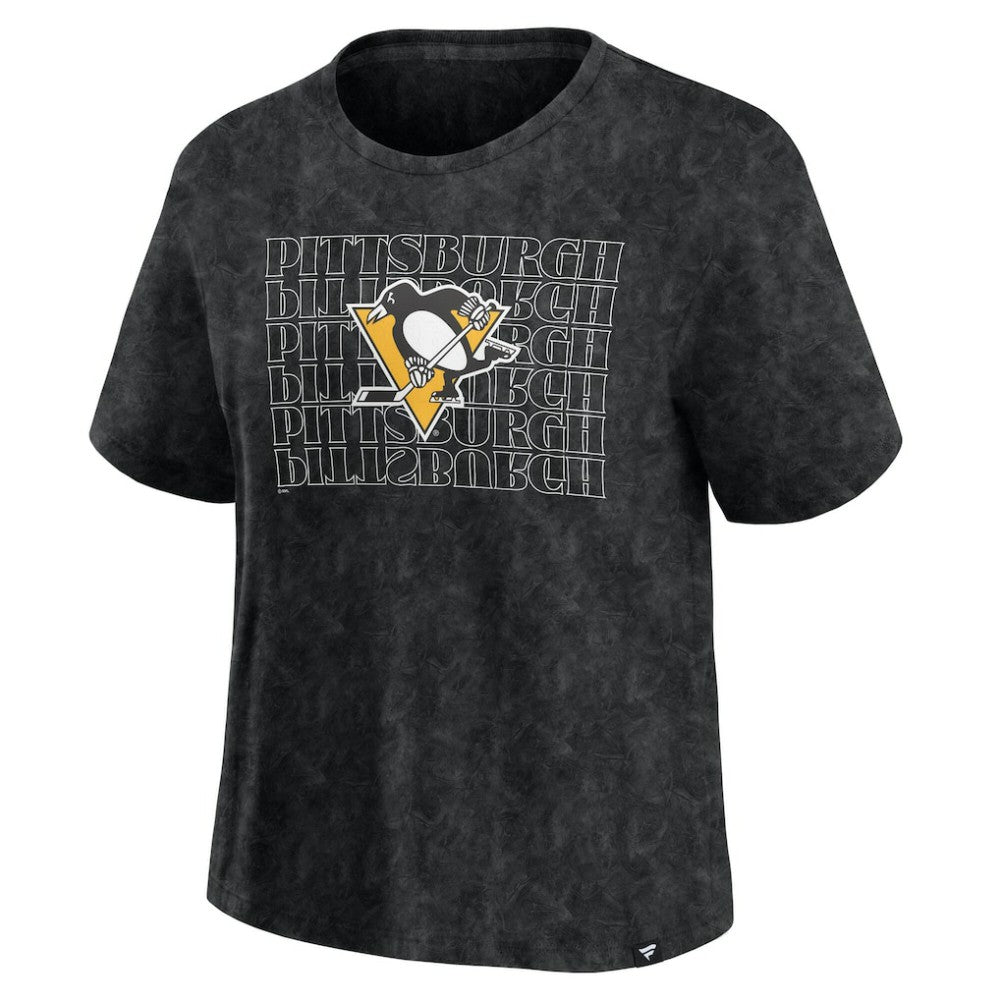 Pittsburgh Penguins Fanatics Women's Faded Wash T-Shirt Black