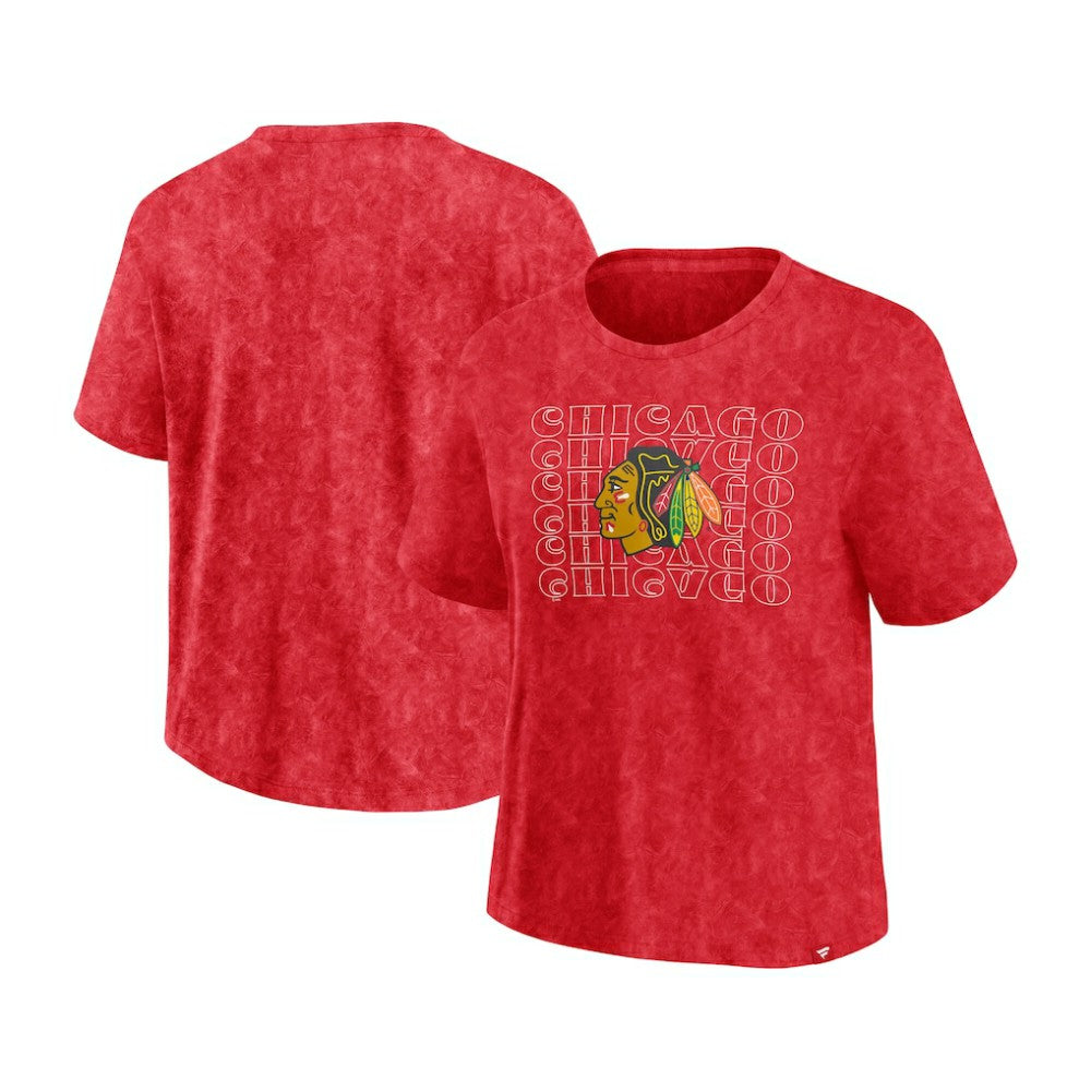 Chicago Blackhawks Fanatics Women's Faded Wash T-Shirt Red