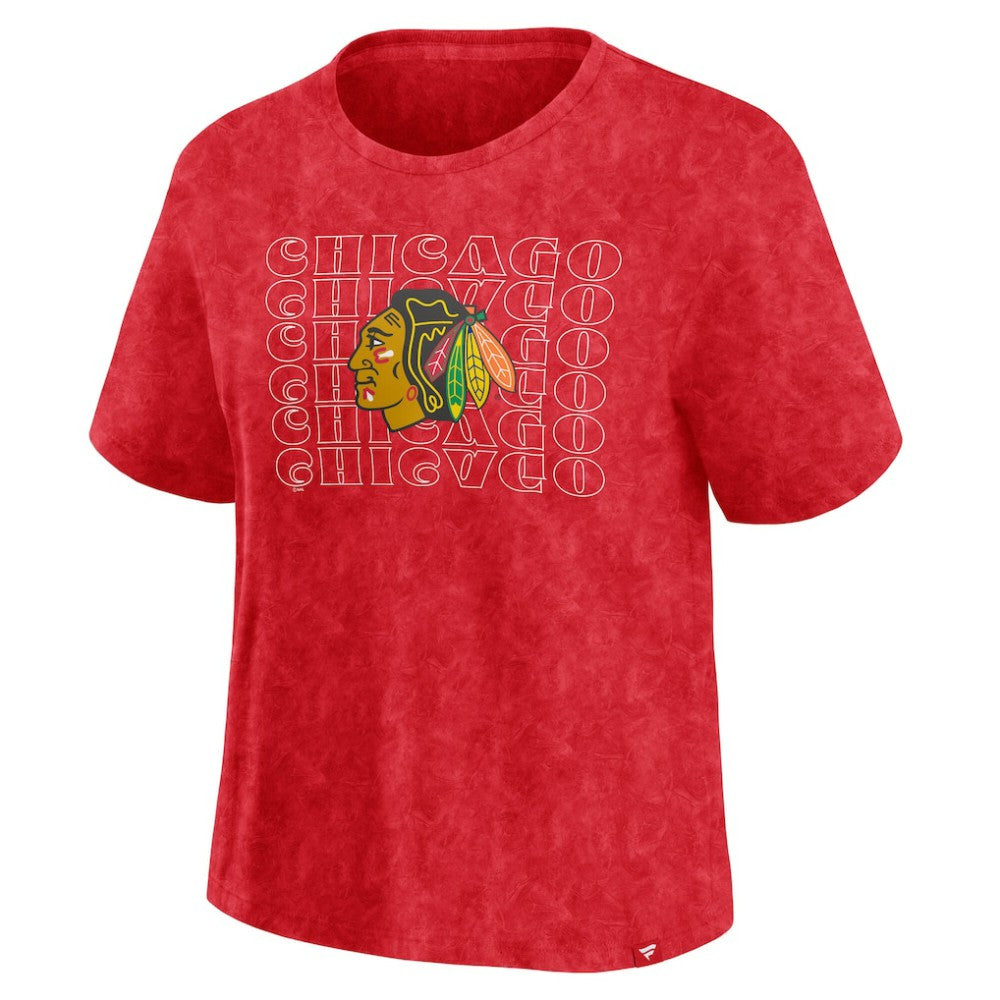 Chicago Blackhawks Fanatics Women's Faded Wash T-Shirt Red
