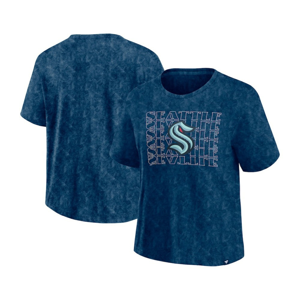 Seattle Kraken Fanatics Women's Faded Wash T-Shirt Deep Sea Blue