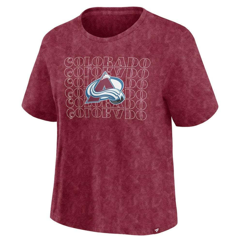 Colorado Avalanche Fanatics Women's Faded Wash T-Shirt Burgundy