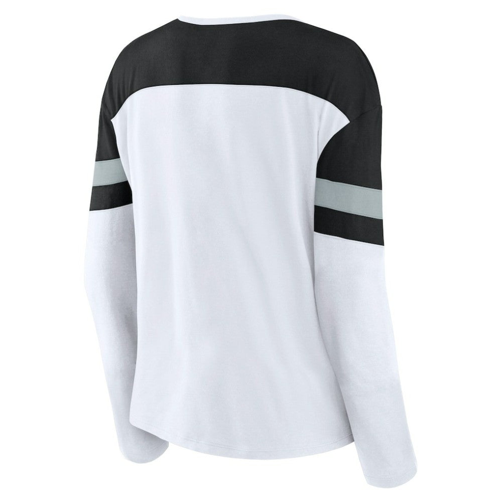 Los Angeles Kings Fanatics Women's Frozen Long Sleeve Notch Neck T-Shirt White/Black