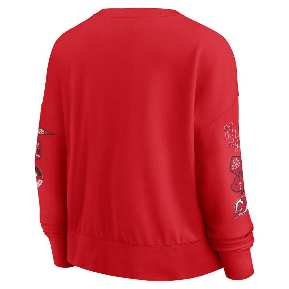 New Jersey Devils Fanatics Women's Go Team Pullover Sweatshirt Red